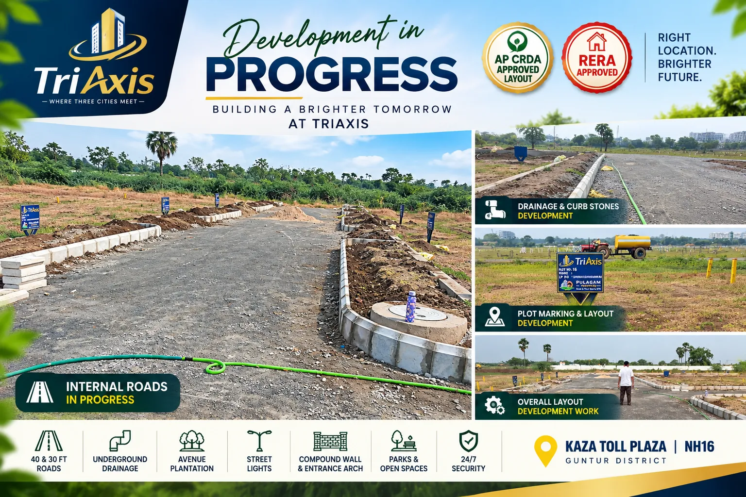 Kaza Toll Plaza Open Plots | TriAxis Development Progress